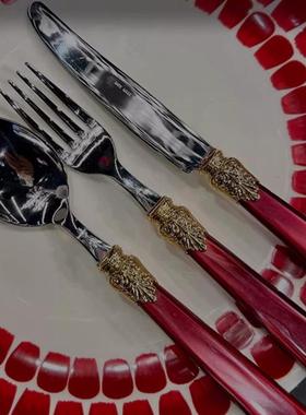 意大利进口Rivadossi珠光女王系列316不锈钢西餐餐具刀叉勺轻奢