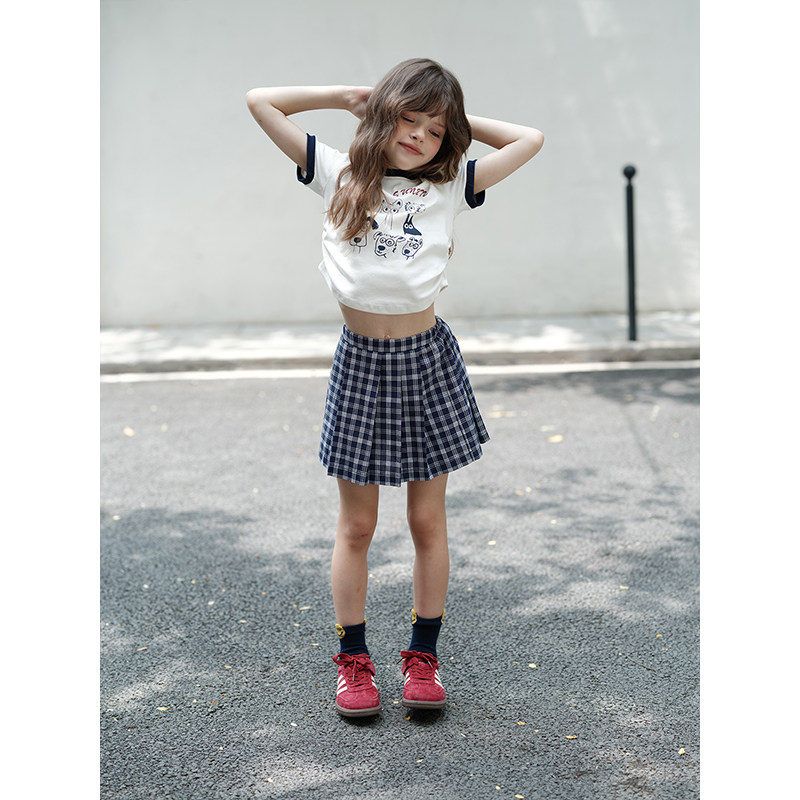 PISELLI史豌豆女童半身裙夏季新款蓝色格子裙裤洋气中大童裙子,童装/婴儿装/亲子装,半身裙,淘宝优惠券,粉丝福利购,淘宝优惠卷
