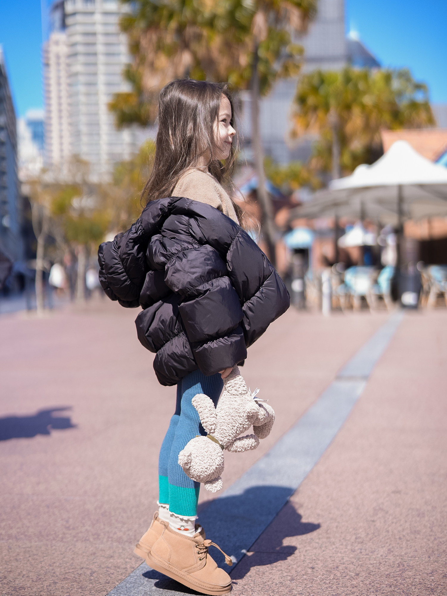 史豌豆女童外穿打底裤儿童高弹力针织拼色裤子2023秋冬新款毛线裤