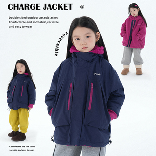 PISELLI史豌豆女童2025新款冬季儿童休闲洋气双面穿连帽保暖外套