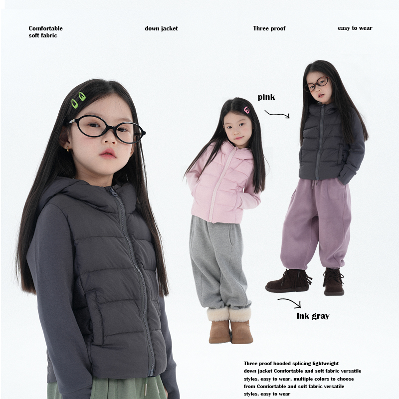 三防连帽拼接轻薄羽绒服