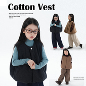 PISELLI史豌豆女童O型设计夹棉马甲2025冬季 中大童百搭外套 新款