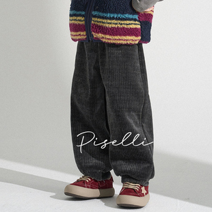 PISELLI史豌豆女童2025冬季新款裤子中大童加绒加厚休闲束脚裤