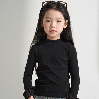 袖口花边经典黑色打底衫