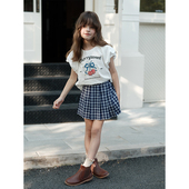 PISELLI史豌豆女童花苞袖 儿童休闲上衣 新款 樱桃短袖 t恤2025夏装