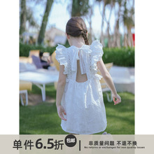 新款 史豌豆女童连衣裙2023夏季 甜美裙子 儿童白色公主裙女宝宝法式