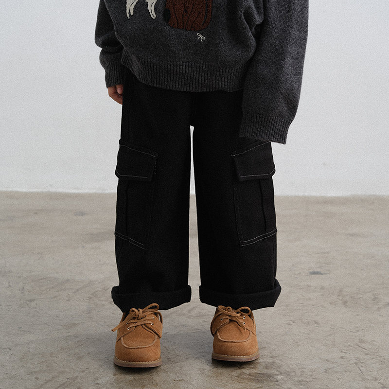 史豌豆女童弹力厚斜纹工装休闲裤