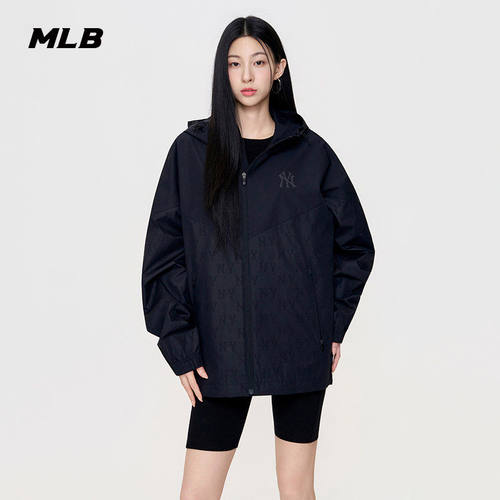 MLB外套男女暗纹老花休闲夹克
