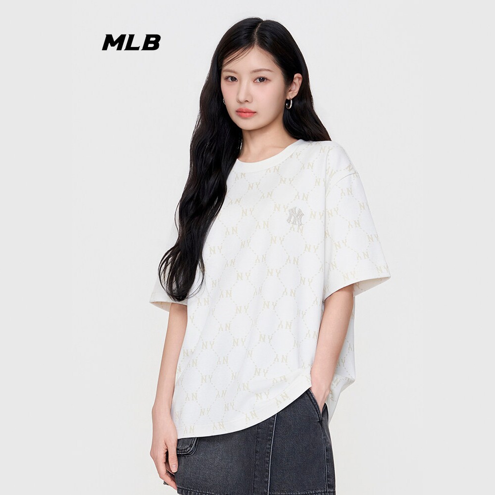 MLB情侣短袖钻石老花透气休闲T恤图片