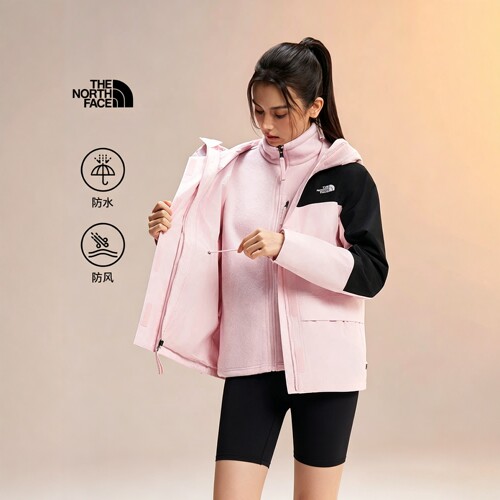北面女三合一防水抓绒冲锋衣8ED0