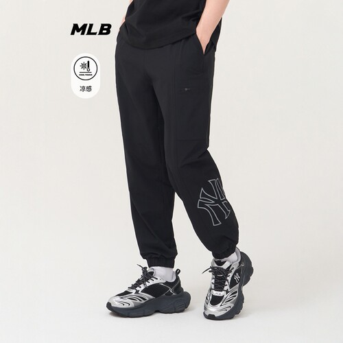 MLB情侣镂空大标凉感纯色束脚裤