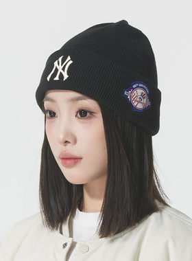 MLB大标徽章针织帽男女秋冬百搭