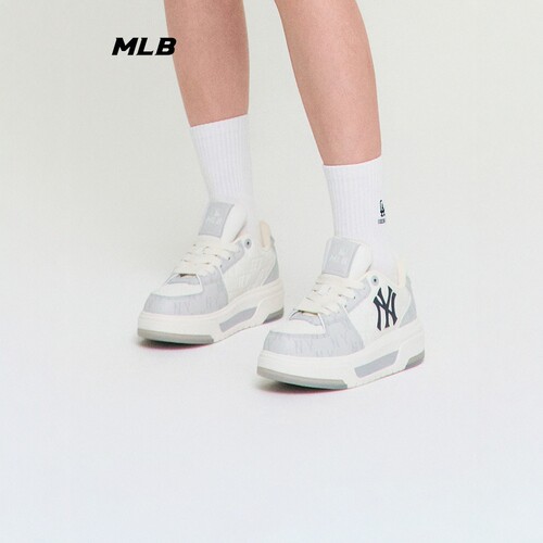 MLB男女老花印刻厚底增高板鞋