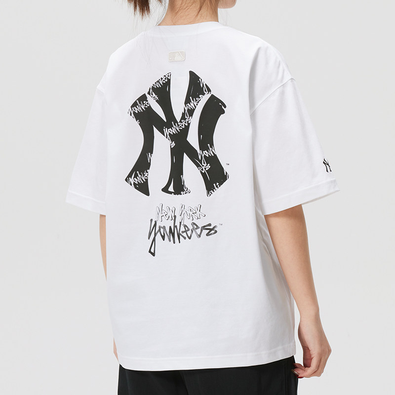MLB情侣短袖涂鸦印花凉感T恤图片