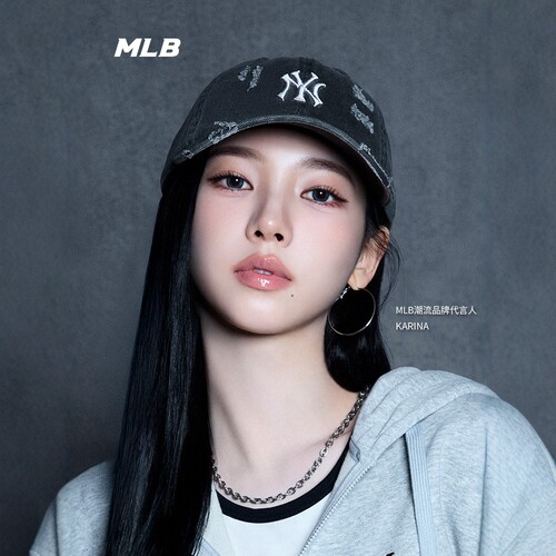 MLB情侣棒球帽磨破做旧鸭舌帽