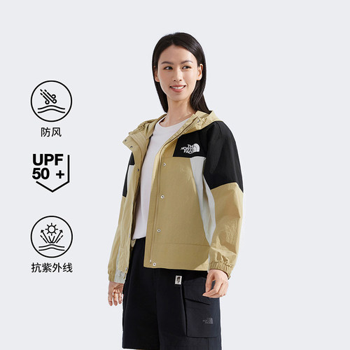 北面女短款防风机能户外防晒衣