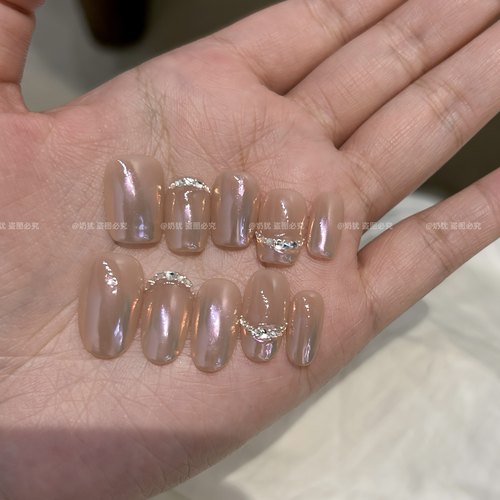 【A昭萝】高品质超仙氛围感极光渐变纯手工穿戴甲超闪锆石美甲