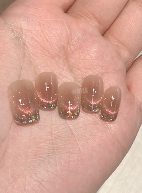 【雨落兰鸢】高品质纯手工多巴胺双色猫眼显白穿戴甲超闪铂金贴片