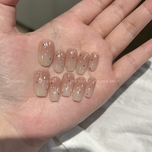 高品质多巴胺糖果波点裸色渐变纯手工穿戴甲夏日美甲 A糖果雨