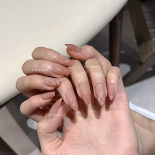 温柔蜜桃乌龙裸感豆沙渐变纯手工穿戴甲高品质美甲 A豆沙甜梦