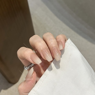 甘露寺嬛嬛裸色纯欲渐变纯手工穿戴甲温柔高级感美甲成品 烟煴