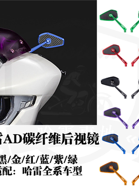 哈雷Advanblack公路滑翔路威st肥仔突破街霸碳纤维后视镜反光镜