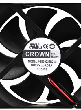 AGE09225B24U DC24V 0.32A CROWN 9025 9cm 变频器滚珠散热风扇