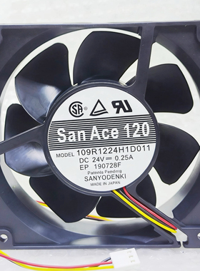 全新三洋109R1224H1D011 DC 24V 0.25A 12038 12cm双滚珠轴流风机