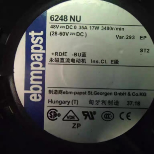 48V 6248NU 355MA17W 18W 两线铝框散热风扇 TYP 德国进口 6248N