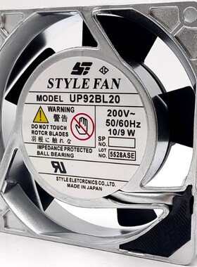 全新STYLE FAN UP92BL20 200V 9cm 9025 9225金属框 机柜散热风扇