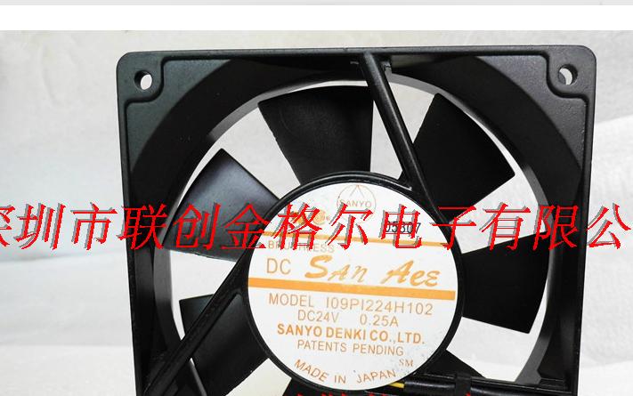 109D1224H102 24V 0.25A 原装日本三洋SANYO 120*120*25 滚珠风扇