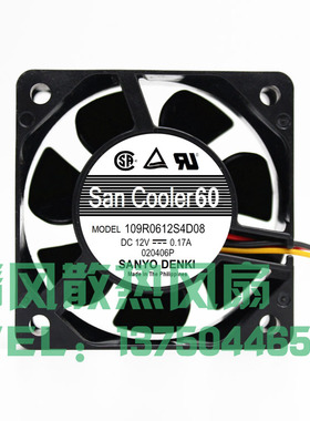 109R0612S4D08 三洋 6025 12V 0.17A 6CM/厘米 机箱 变频器风扇