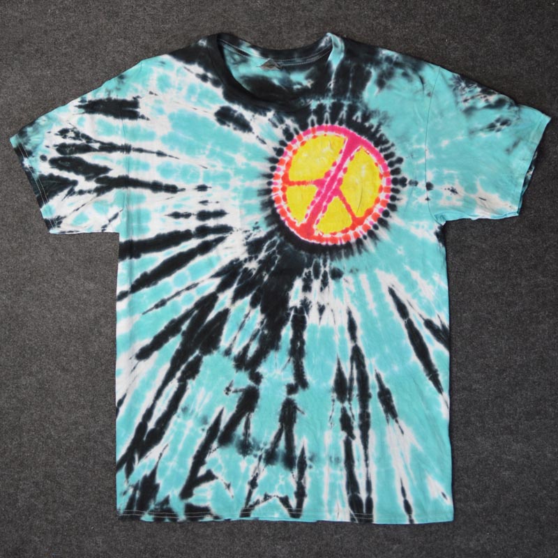 短袖纯棉T恤滑板手工扎染tee