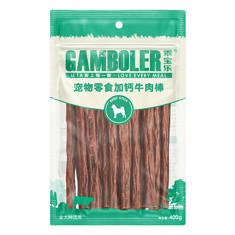 乖宝乐加钙牛肉棒400g烘干狗零食泰迪成幼犬高钙牛肉条