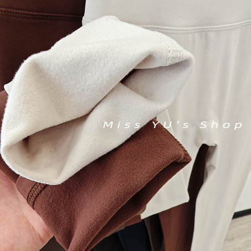 加绒后口袋瑜伽裤女薄绒