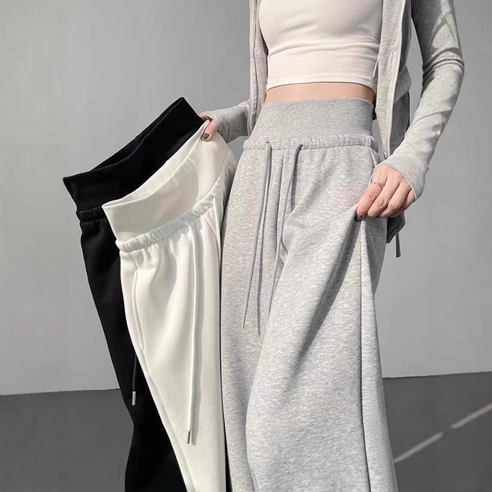 灰色运动裤子女春秋2025新款高腰垂感宽松显瘦直筒阔腿裤美式卫裤,女装/女士精品,卫裤,淘宝优惠券,粉丝福利购,淘宝优惠卷