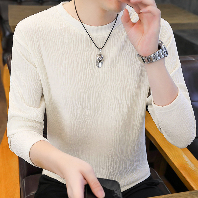 高端品牌长袖T恤男2025秋季薄款修身潮牌潮流圆领男士打底衫上衣