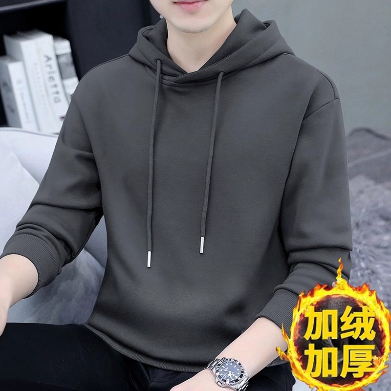 纯色连帽卫衣男2024秋冬新款休闲百搭潮流宽松运动品牌男士上衣帅