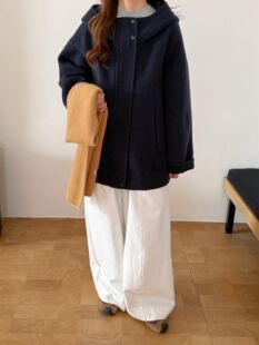 2025年秋冬季韩版双面羊绒大衣女中长款斗篷小个子连帽羊毛呢外套