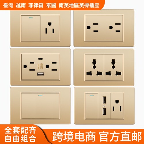 台湾墙壁Typec充电开关插座110V