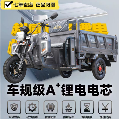凤凰品牌自卸电动三轮车农用货车载重成人拉货快递新款家用电瓶车
