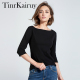 修身 一字领七分袖 女装 新款 遮肚百搭t设计感小众上衣 T恤女2026春季