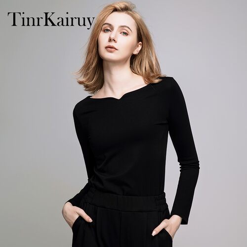 TinrKairuy长袖一字领打底衫