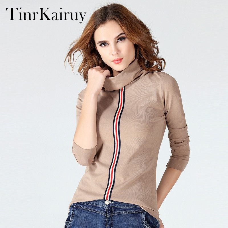 高领打底衫女长袖2024新款秋冬季女装大码欧洲站加绒内搭欧货T恤,女装/女士精品,T恤,淘宝优惠券,粉丝福利购,淘宝优惠卷