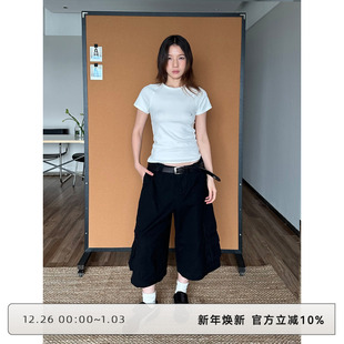 WILD 短袖 经典 黑白灰三色插肩袖 女t恤夏小众设计 加长款 CLOUD