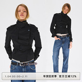 CLOUD WILD白云野边高密重工立体短款 立领风衣外套女系带显瘦上衣