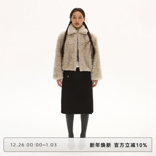 CLOUD WILD环保皮草毛毛外套女高级感皮毛一体外套灰色翻领上衣女