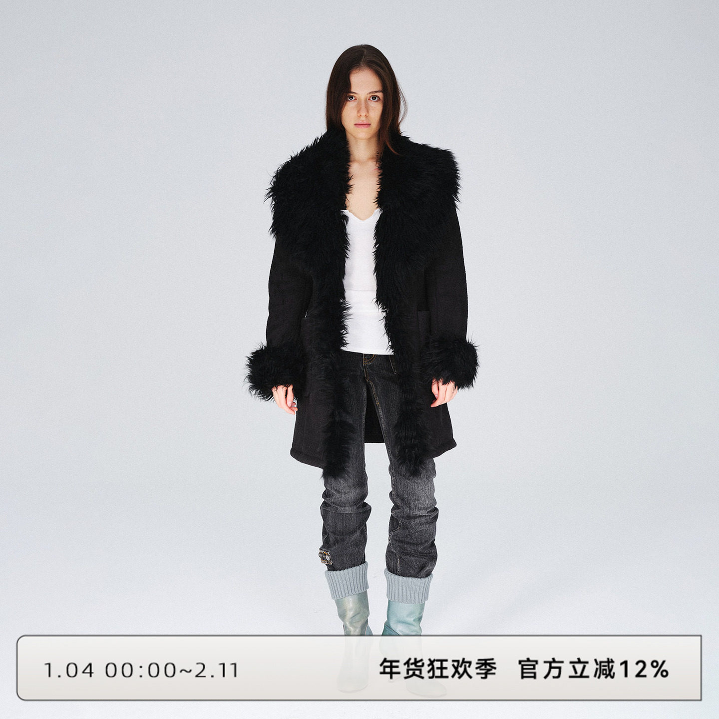 CLOUD WILD白云野边滩羊毛皮草外套真毛拼接羊羔毛皮毛一体中长款,女装/女士精品,皮草,淘宝优惠券,粉丝福利购,淘宝优惠卷