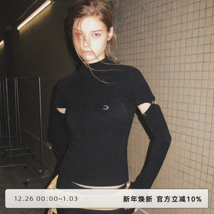 单排扣毛衣女 纽扣拼接袖 CLOUD WILD白云野边正反两穿高领毛针织衫