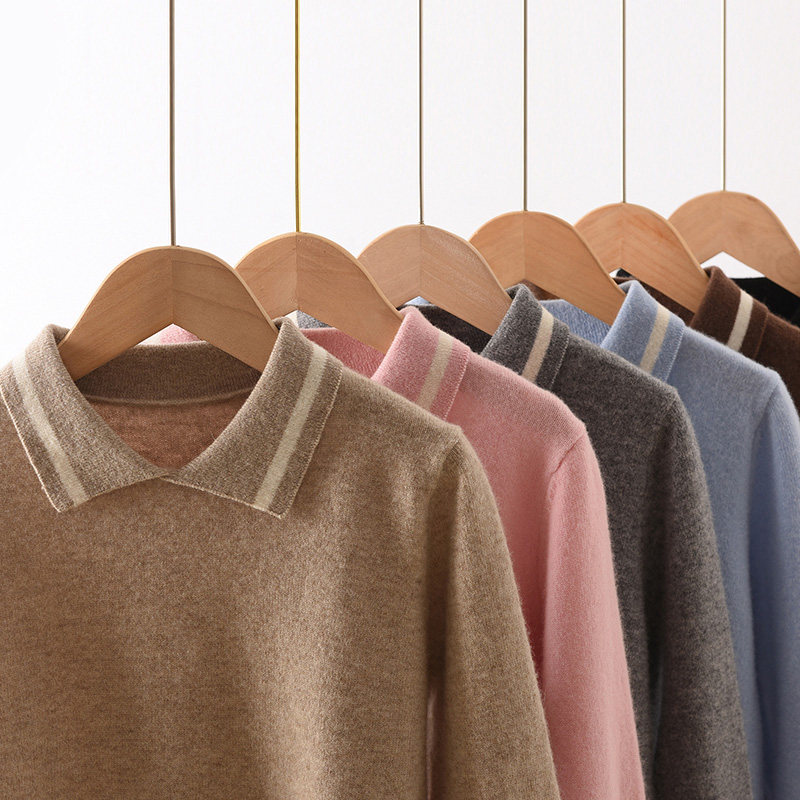 秋冬新款羊毛衫儿童薄款毛衣女童打底男童POLO领针织羊绒衫中大童